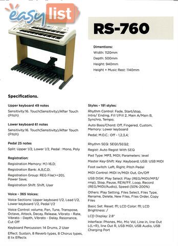 Ringway Electronic Organ RS-760
