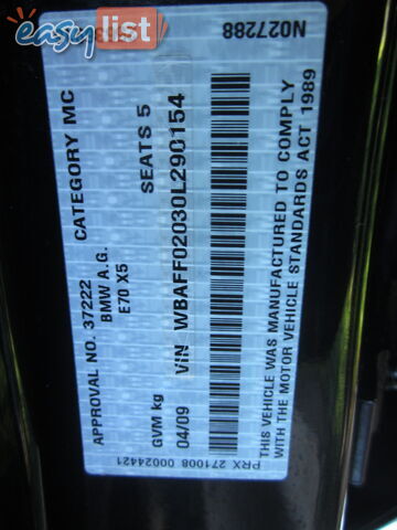 2009 BMW X5 JBMY09 X5 30D SUV Automatic