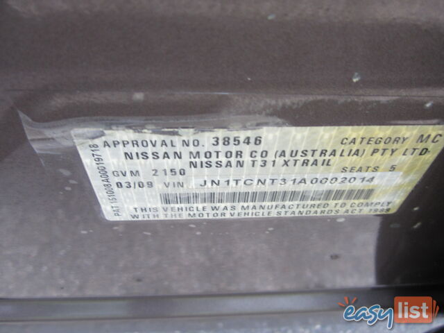 2009 NISSAN X-TRAIL TS (4x4) T31 4D WAGON