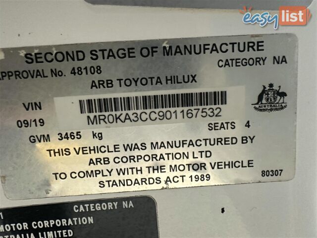 2019 TOYOTA HILUX SR EXTENDED CAB GUN126R CAB CHASSIS
