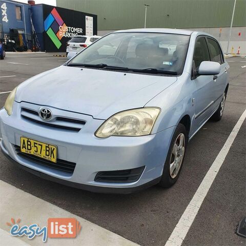 2004 TOYOTA COROLLA ASCENT SECA ZZE122R HATCH, 5 DOORS, 5 SEATS