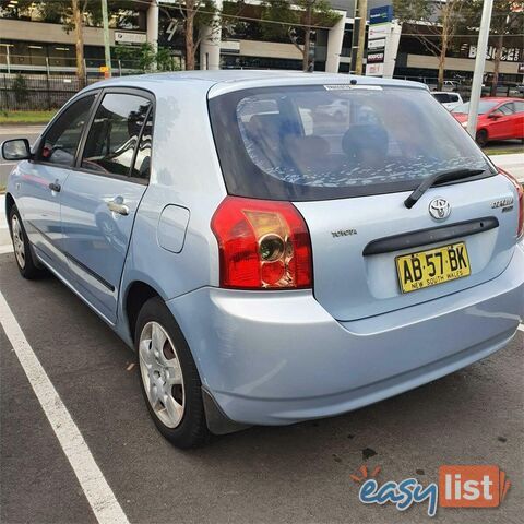 2004 TOYOTA COROLLA ASCENT SECA ZZE122R HATCH, 5 DOORS, 5 SEATS