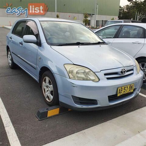 2004 TOYOTA COROLLA ASCENT SECA ZZE122R HATCH, 5 DOORS, 5 SEATS